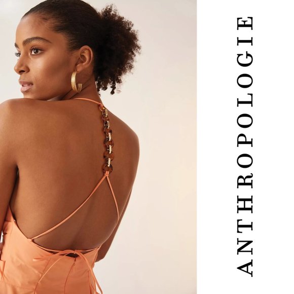 BRAND NEW Amanda Uprichard Chain Mini Dress in Bright Coral Orange Sz L - Picture 3 of 5